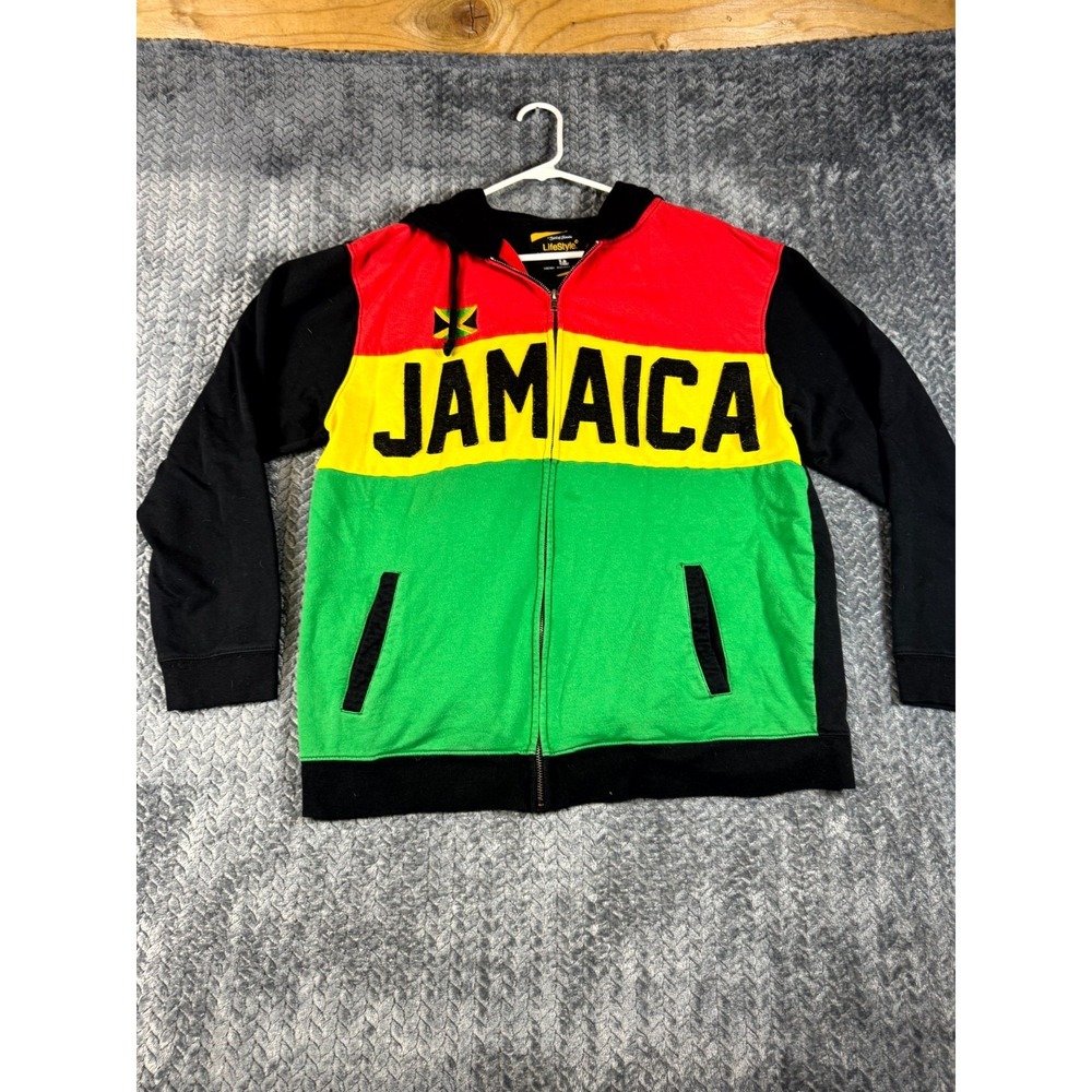 Spirit of Jamaica Lifestyle Limited Edition Vintage Reworked Hoodie Men XL Black